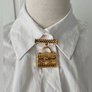 Vintage Handbag Golden Brooch